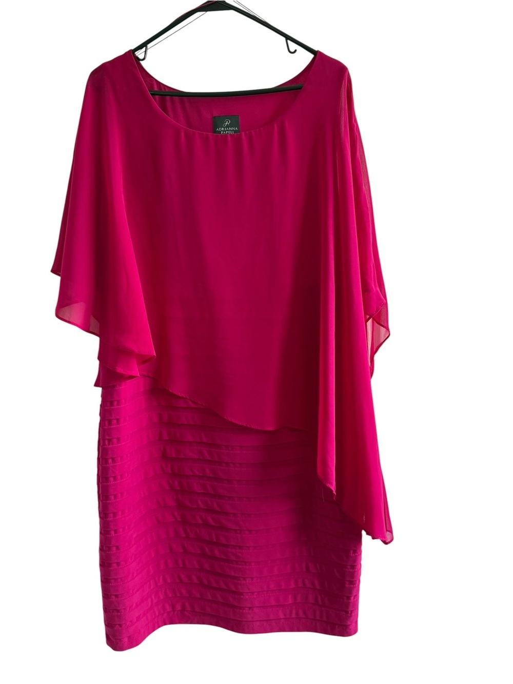 Adrianna Papell raspberry Layered Chiffon Dress  comfortable & flattering 16